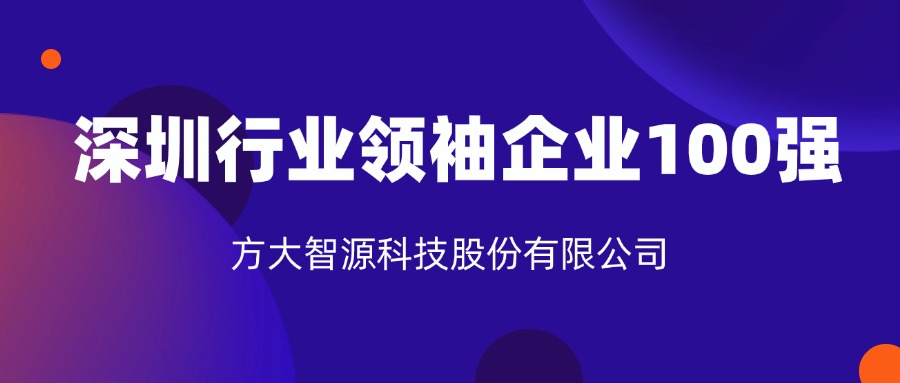 方大智源科技股份有限公司連續(xù)六年上榜“深圳行業(yè)領袖企業(yè)100強”